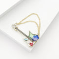 Metal Alloy Rhinestone Chain Guitar Brooch For Unisex Apparel view 3
