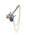 Metal Alloy Rhinestone Chain Guitar Brooch For Unisex Apparel view 5