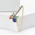 Metal Alloy Rhinestone Chain Guitar Brooch For Unisex Apparel view 1