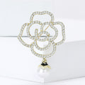 Simple Alloy Rhinestone Hollow Camellia Brooch For Women's Apparel view 4