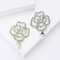 Simple Alloy Rhinestone Hollow Camellia Brooch For Women's Apparel view 2
