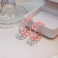 C Shaped Open Hoop Earrings American Retro Macaron Color Painted Statement Studs For Women view 2