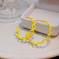C Shaped Open Hoop Earrings American Retro Macaron Color Painted Statement Studs For Women view 3