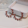 C Shaped Open Hoop Earrings American Retro Macaron Color Painted Statement Studs For Women view 4