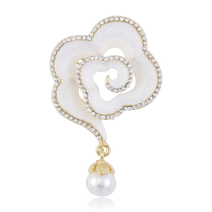 Alloy Camellia Flower Brooch Pin For Elegant Coat And Suit Accessories