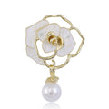 Alloy Pearl Camellia Flower Brooch Pin For Coats And Suits view 1