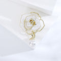 Alloy Pearl Camellia Flower Brooch Pin For Coats And Suits view 6