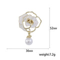 Alloy Pearl Camellia Flower Brooch Pin For Coats And Suits view 5