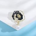 Alloy Pearl Camellia Flower Brooch Pin For Coats And Suits view 4