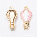 Vintage Finish Metal Enamel Hot Air Balloon Charms in 8 Style Options view 10