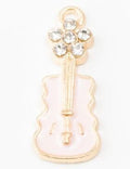 Enamel Guitar Charms With Crystal Flower In Four Colors view 5