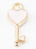 Heart-Top Key Metal Charms in 4 Pictured Finishes for Jewelry Crafts view 5