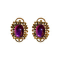 French Vintage Purple Oval Pearl Alloy Clip-on Earrings Non-Pierced Geometric Luxury Ear Cuffs view 5