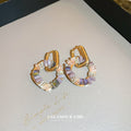Light Luxury Alloy Rhinestone Crystal Geometric Circle Hoop Earrings For Women view 3