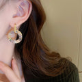 Light Luxury Alloy Rhinestone Crystal Geometric Circle Hoop Earrings For Women view 4