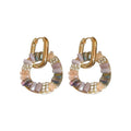 Light Luxury Alloy Rhinestone Crystal Geometric Circle Hoop Earrings For Women view 5