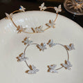 Rhinestone Butterfly Alloy Ear Cuff Clip-on Earrings, Style Non-Pierced Jewelry for Women view 2