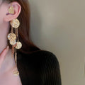 Metal Geometric Hoop Earrings With Sequin Tassel, Exaggerated Clip On Ear Cuffs For Women view 3