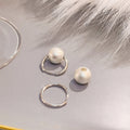 Light Luxury Vintage Brushed Alloy Round Hoop Freshwater Pearl Dangle Fashion Statement Earrings view 4