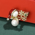 Alloy Pearl Christmas Snowman Brooch For Cute Clothing Decoration view 3