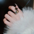 Gold Plated Zircon Square Circle Open Ring For Women view 4