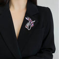Alloy Crystal Olive Branch Brooch With Rhinestones For Elegant Apparel view 3