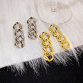 Geometric Chunky Metal Chain Link Alloy Drop Studs Elegant Creative Earrings view 1
