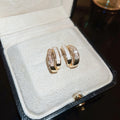 Gold Plated Copper C Shaped Shell Zircon Double Layer Chic Stud Earrings For Women view 4