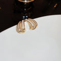 Gold Plated Copper C Shaped Shell Zircon Double Layer Chic Stud Earrings For Women view 2