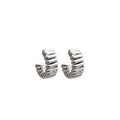Vintage Punk C-Shaped Twisted Ribbed Alloy Hoop Studs For Women, Gold Silver Statement Earrings view 5