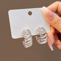 Vintage Punk C-Shaped Twisted Ribbed Alloy Hoop Studs For Women, Gold Silver Statement Earrings view 2