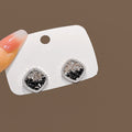 Elegant Black Sea Salt Crystal Geometric Stud Earrings With Silver Needle And Sparkling Rhinestone Earrings view 1