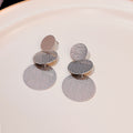 Vintage Textured Alloy Round Disc Drop Studs, Exaggerated Face-Slimming Statement Earrings view 4