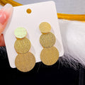 Vintage Textured Alloy Round Disc Drop Studs, Exaggerated Face-Slimming Statement Earrings view 2