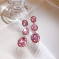 Luxury Vintage Oval Crystal Rhinestone Drop Stud Earrings, Statement Alloy Party Jewelry Earrings view 4