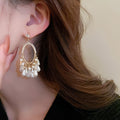 Alloy Oval Faux Pearl Crystal Rhinestone Vintage Court Style Drop Earrings view 4