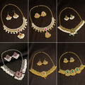 Vintage Bohemian Moonstone Pearl Crescent Alloy Gold Plated Jewelry Set With Rhinestone Jhumka Drop Earrings view 1
