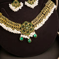 Vintage Bohemian Moonstone Pearl Crescent Alloy Gold Plated Jewelry Set With Rhinestone Jhumka Drop Earrings view 4