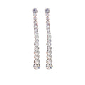 Elegant Korean Simple Rhinestone Crystal Long Tassel Drop Dangle Earrings, Light Luxury Women's Earrings view 5