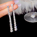 Elegant Korean Simple Rhinestone Crystal Long Tassel Drop Dangle Earrings, Light Luxury Women's Earrings view 2