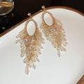 Light Luxury Alloy Crystal Tassel Drop Earrings With Silver Pin And Rhinestone Detail view 2