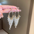 Light Luxury Alloy Crystal Tassel Drop Earrings With Silver Pin And Rhinestone Detail view 4