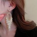 Light Luxury Alloy Crystal Tassel Drop Earrings With Silver Pin And Rhinestone Detail view 3