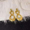 Vintage Punk Hammered Alloy Irregular Teardrop Dangle Studs, Textured Gold Silver Metal Drop Earrings view 2