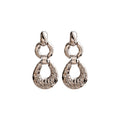 Vintage Punk Hammered Alloy Irregular Teardrop Dangle Studs, Textured Gold Silver Metal Drop Earrings view 5