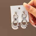 Vintage Punk Hammered Alloy Irregular Teardrop Dangle Studs, Textured Gold Silver Metal Drop Earrings view 3