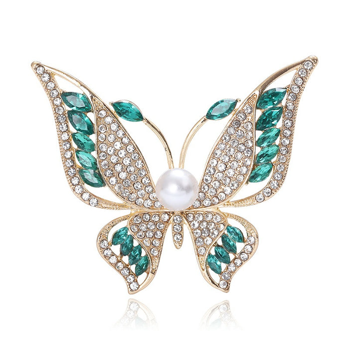 Alloy Rhinestone Butterfly Brooch For Sweater Suit And Coat