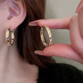 Copper Zircon Heart Circle Hoop Earrings For Women Geometric Minimalist Luxury Style view 1