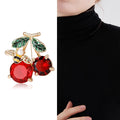 Cute Alloy Crystal Cherry Brooch Pin For Cardigans Bags And Suits view 2