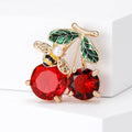 Cute Alloy Crystal Cherry Brooch Pin For Cardigans Bags And Suits view 4